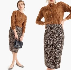 J Crew linen pencil skirt leopard print - animal print classic elegant